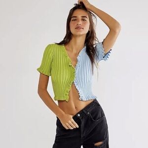 Find Me Now Free People Cropped Colorblock Cardi - Medium